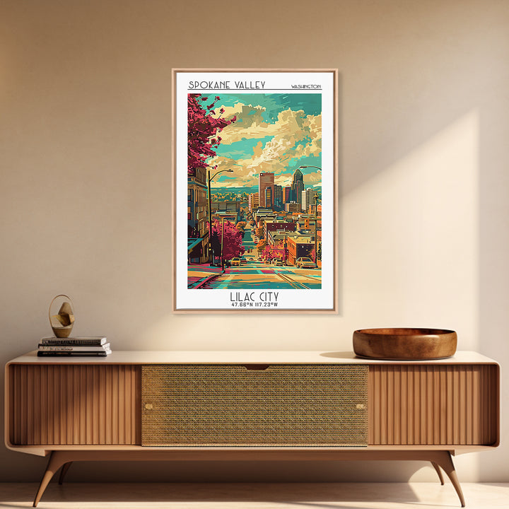 Spokane Valley Washington Travel Poster, Canvas Print, Vintage Travel Print, City Wall Art, Fine Art Print, Wall Art, Vintage Poster