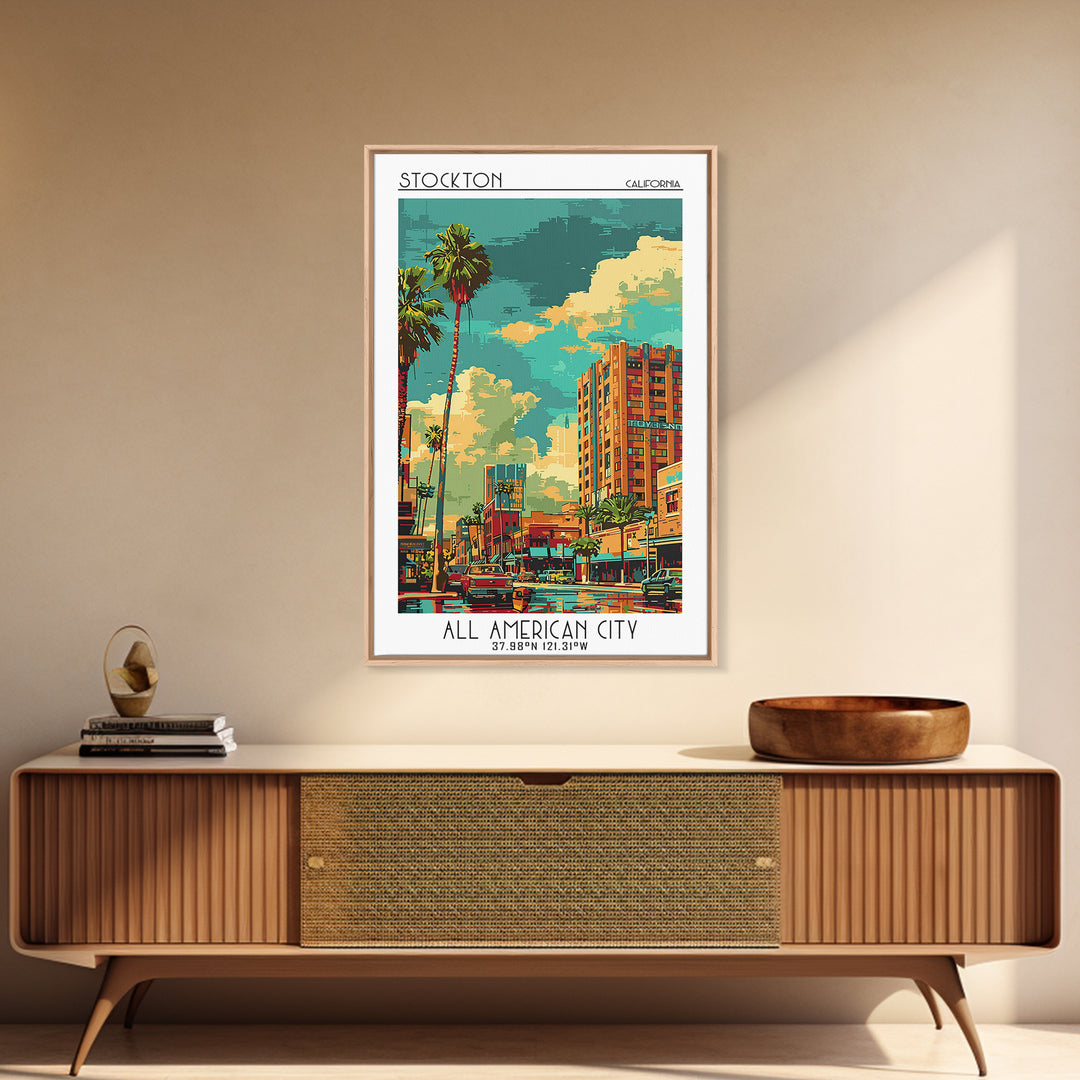 Stockton Travel Poster, Canvas Print, Poster Print, Travel Wall Art, Travel Prints, Vintage Travel, Travel Art Print, Travel Posters