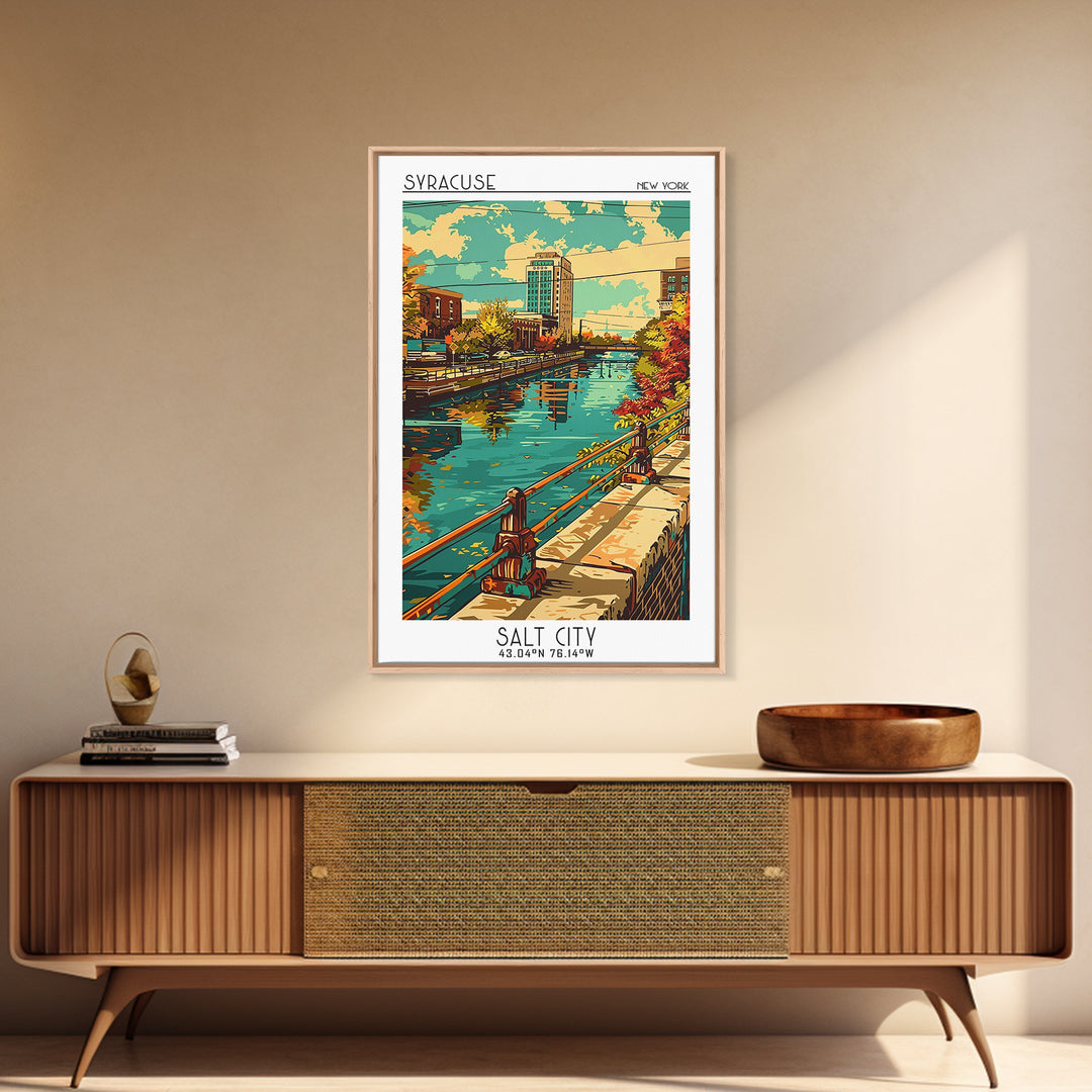 Syracuse Travel Poster, Framed Canvas Print, Travel Wall Art, City Wall Art, Travel Wall Decor, Travel Art Print, City Travel Poster
