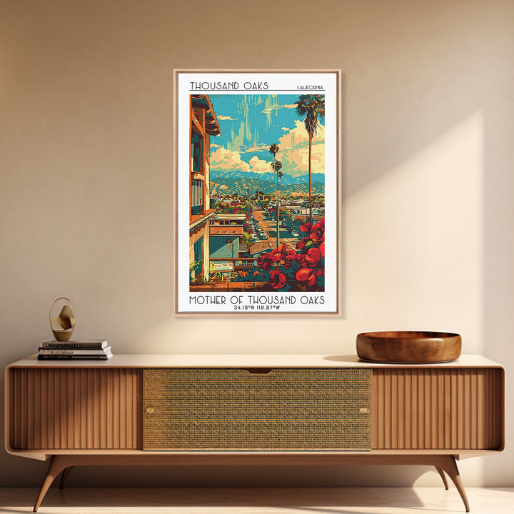 Thousand Oaks Travel Poster, Canvas Print, Retro Travel Poster, City Wall Art, Travel Wall Decor, Wanderlust Gift, Modern Wall Decor
