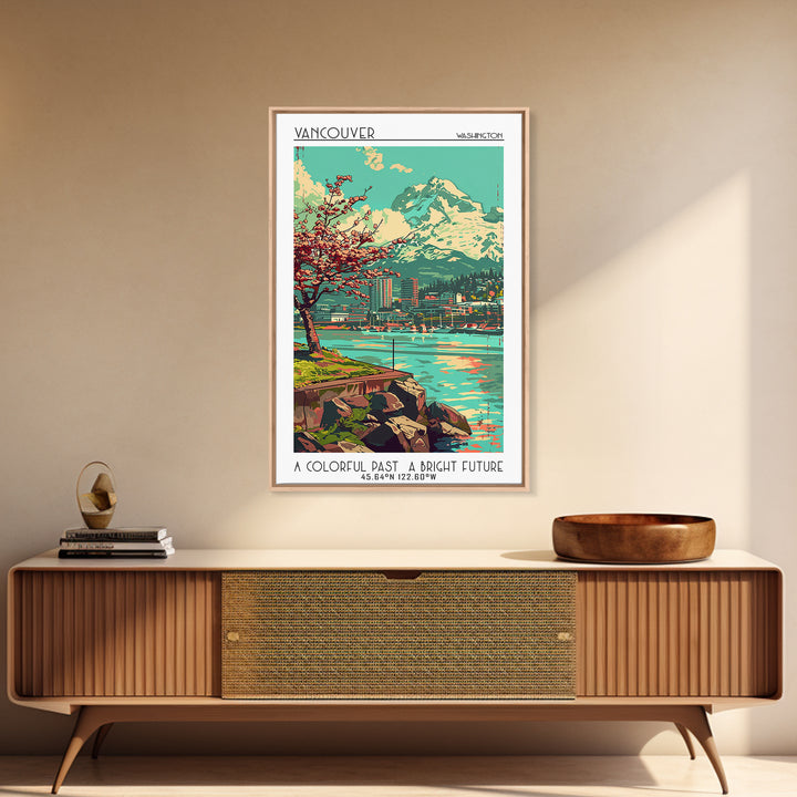 Vancouver Travel Poster, Framed Canvas Print, City Art Print, Travel Wall Art, City Travel Poster, Modern Wall Decor, Fine Art Print