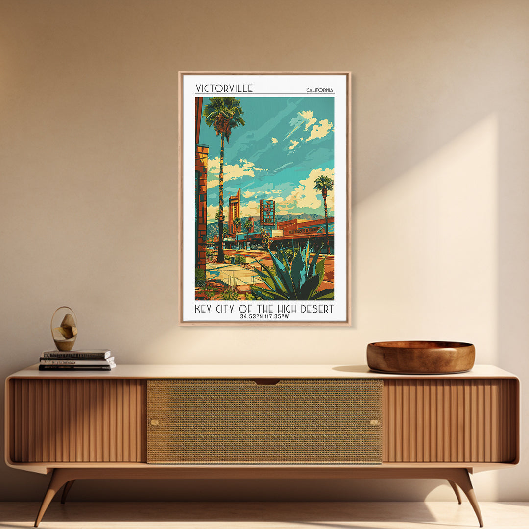 Victorville Travel Poster, Framed Canvas Print, City Travel Poster, Travel Wall Art, Retro Wall Art, Gallery Wall Set, City Wall Art