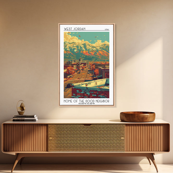 West Jordan Travel Poster, Canvas Print, Retro Travel Poster, City Wall Art, City Art Print, Travel Prints, Travel Decor, Poster Art