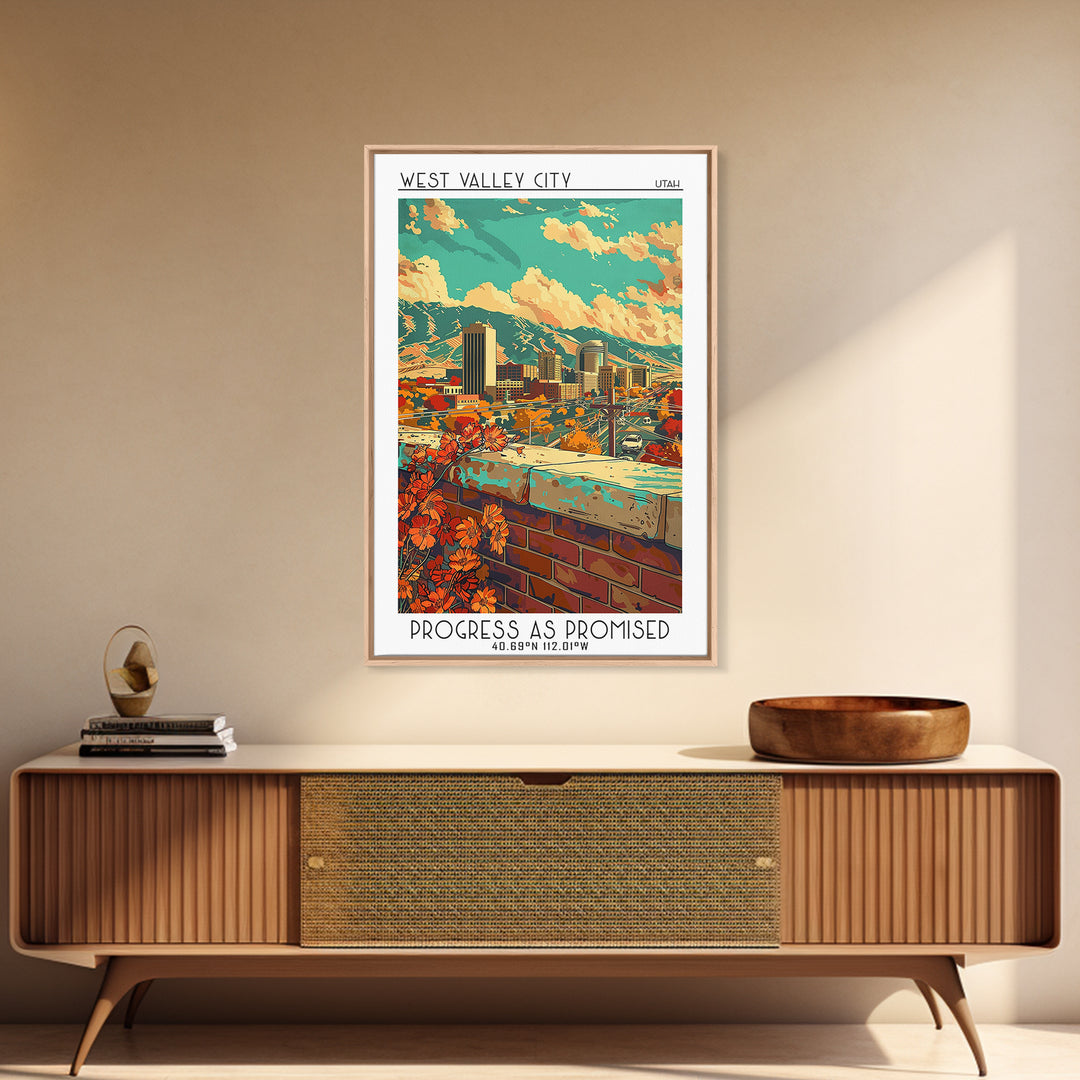 West Valley City Travel Poster, Framed Canvas Print, City Travel Poster, Travel Wall Decor, Home Decor, Fine Art Print, Travel Print