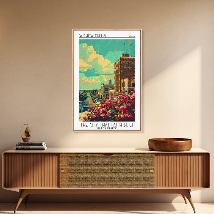 Wichita Falls Travel Poster, Canvas Print, Retro Wall Art, Travel Print, Travel Wall Decor, Art Print, Home Office Decor, Home Decor