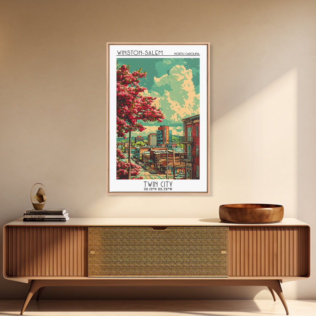 Winston-Salem Travel Poster, Framed Canvas Print, Travel Wall Decor, Minimalist Poster, Travel Prints, Home Office Decor, Home Decor
