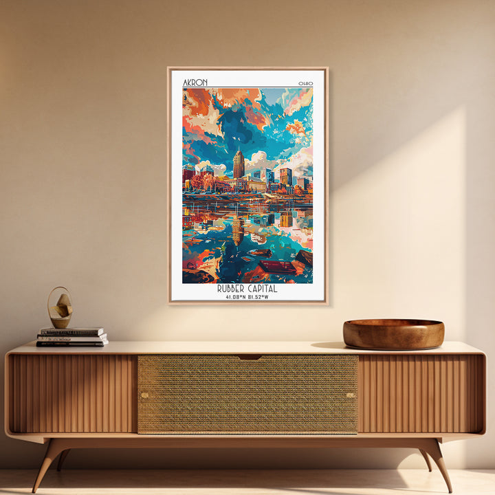 Akron Travel Poster, Canvas Print, Poster Print, Travel Wall Art, Gallery Wall Set, City Wall Art, Fine Art Print, Minimalist Poster