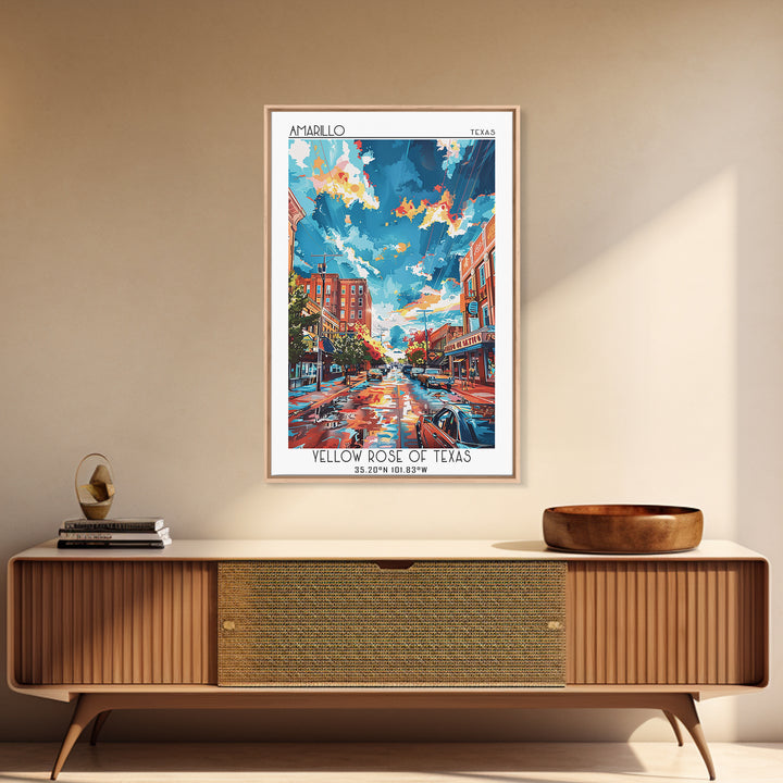Amarillo Travel Poster, Canvas Print, City Travel Poster, Vintage City Poster, Vintage Travel Print, Travel Wall Art, City Art Print