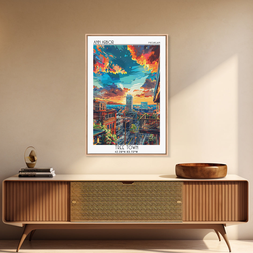 Ann Arbor Travel Poster, Canvas Print, Travel Art Print, Modern Wall Decor, Poster Print, Home Office Decor, Travel Print, Art Print
