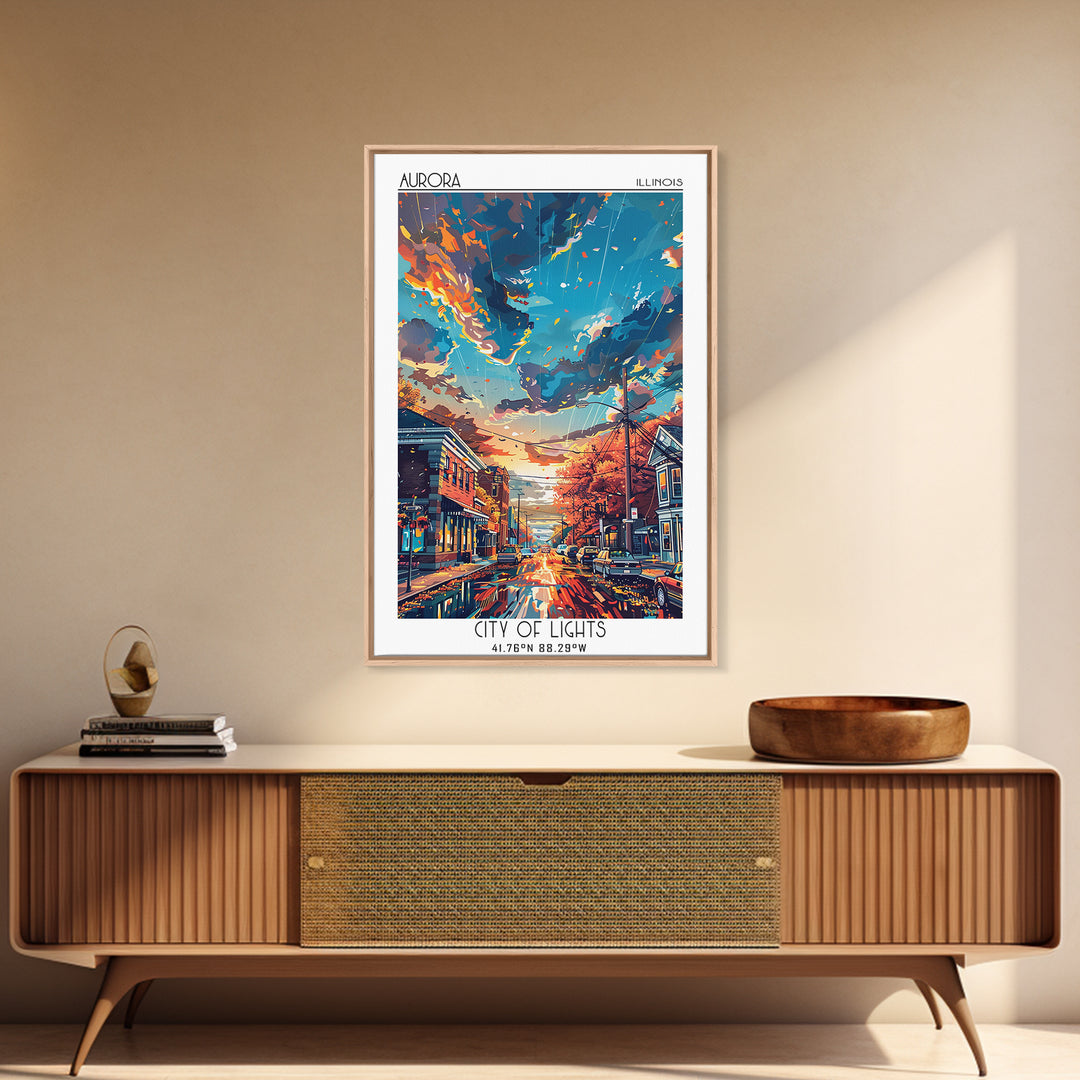 Aurora Illinois Travel Poster, Canvas Print, Travel Prints, Landscape Art, Vintage Travel Art, Vintage Posters, Vintage Travel Print