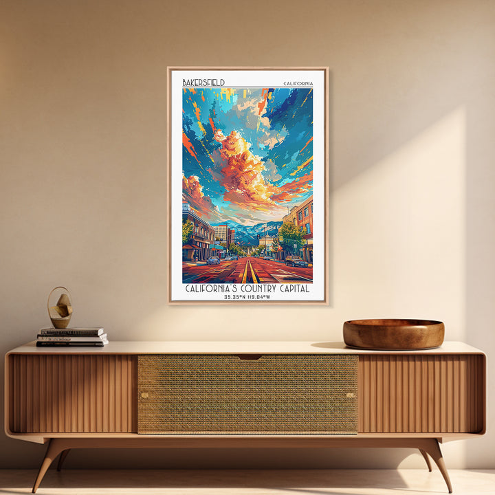 Bakersfield Travel Poster, Canvas Print, Retro Wall Art, Travel Print, Vintage Travel Print, Vintage Travel Art, Vintage City Poster