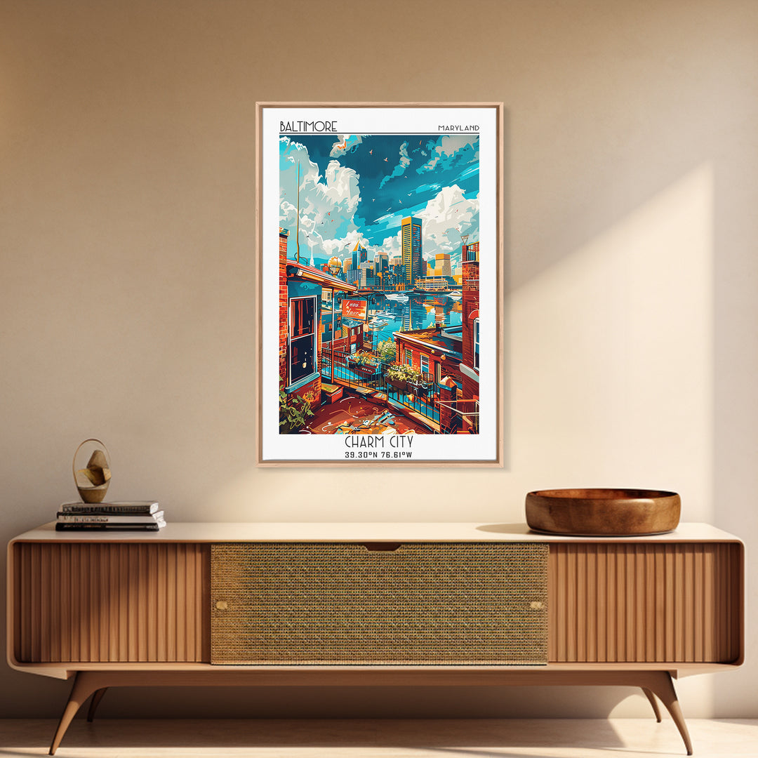 Baltimore Travel Poster, Canvas Print, Travel Wall Decor, Minimalist Poster, Wall Art, Landscape Art, Poster Art, Retro Travel Print