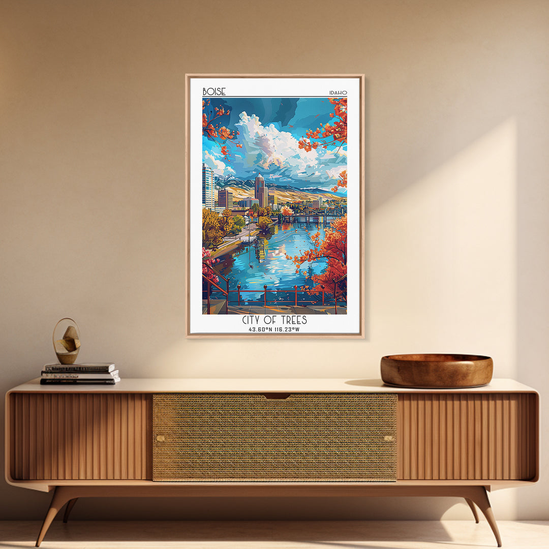 Boise Travel Poster, Canvas Print, City Travel Poster, Vintage City Poster, Vintage Travel Print, Retro Wall Art, Retro Travel Print