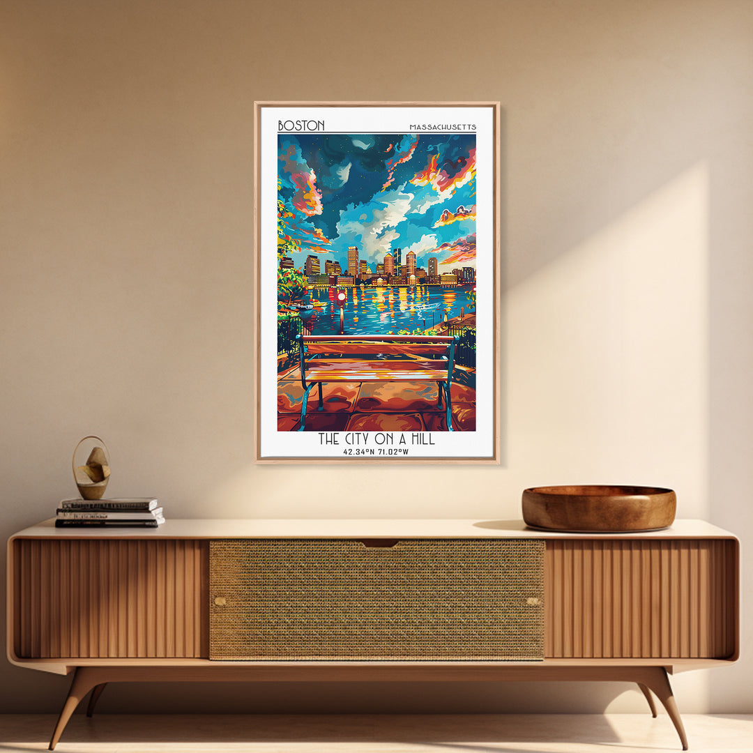 Boston Travel Poster, Canvas Print, Poster Print, Travel Wall Art, Minimalist Poster, Home Office Decor, Travel Print, City Wall Art