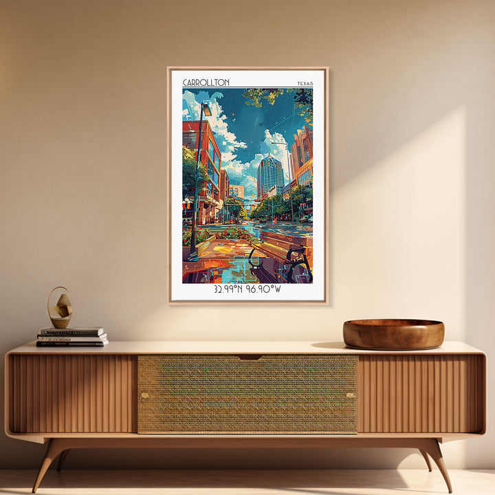 Carrollton Travel Poster, Framed Canvas Print, Retro Wall Art, Travel Print, City Art Print, Mid Century Wall Art, Home Office Decor