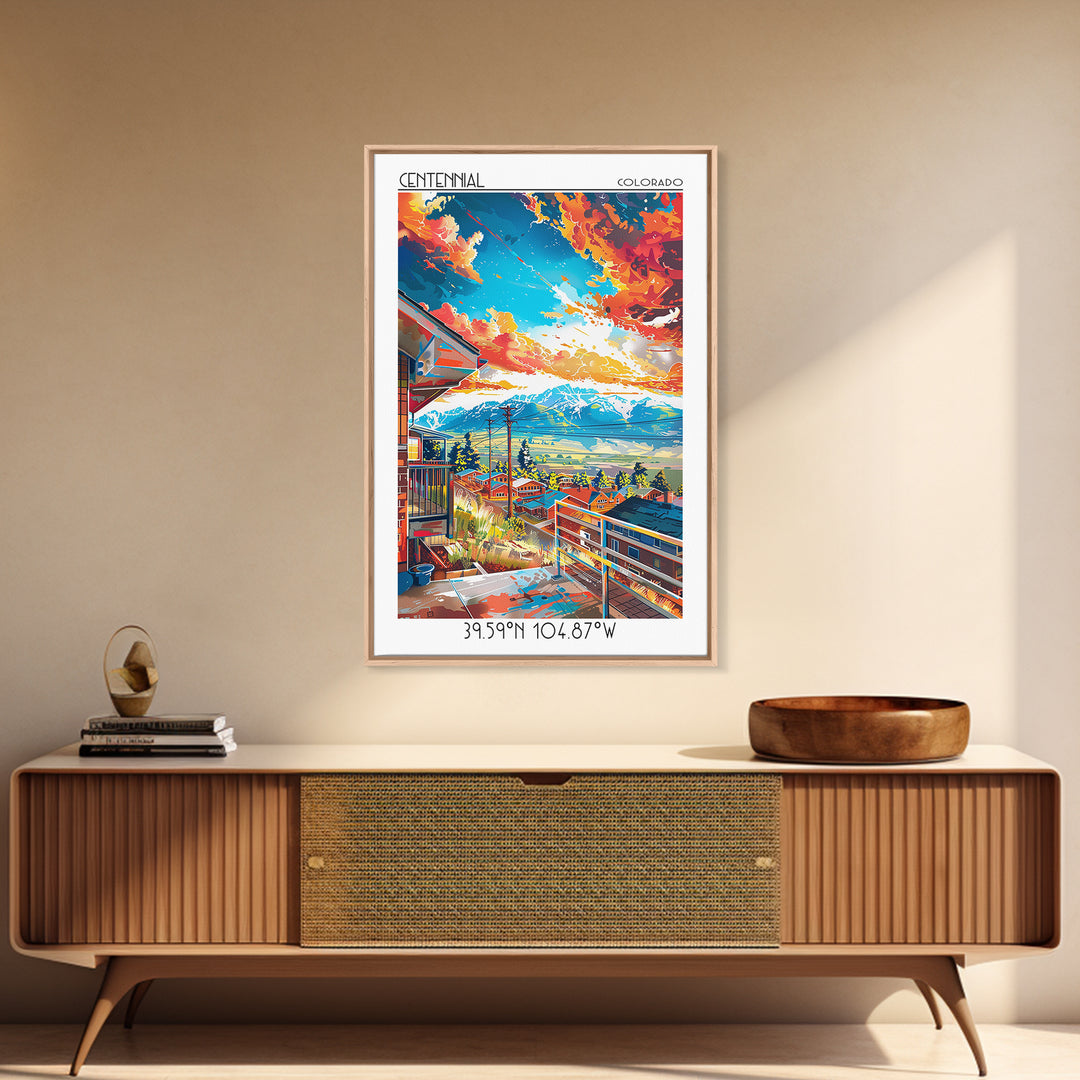 Centennial Travel Poster, Framed Canvas Print, City Travel Poster, Travel Wall Decor, Retro Travel Print, Poster Art, Retro Wall Art