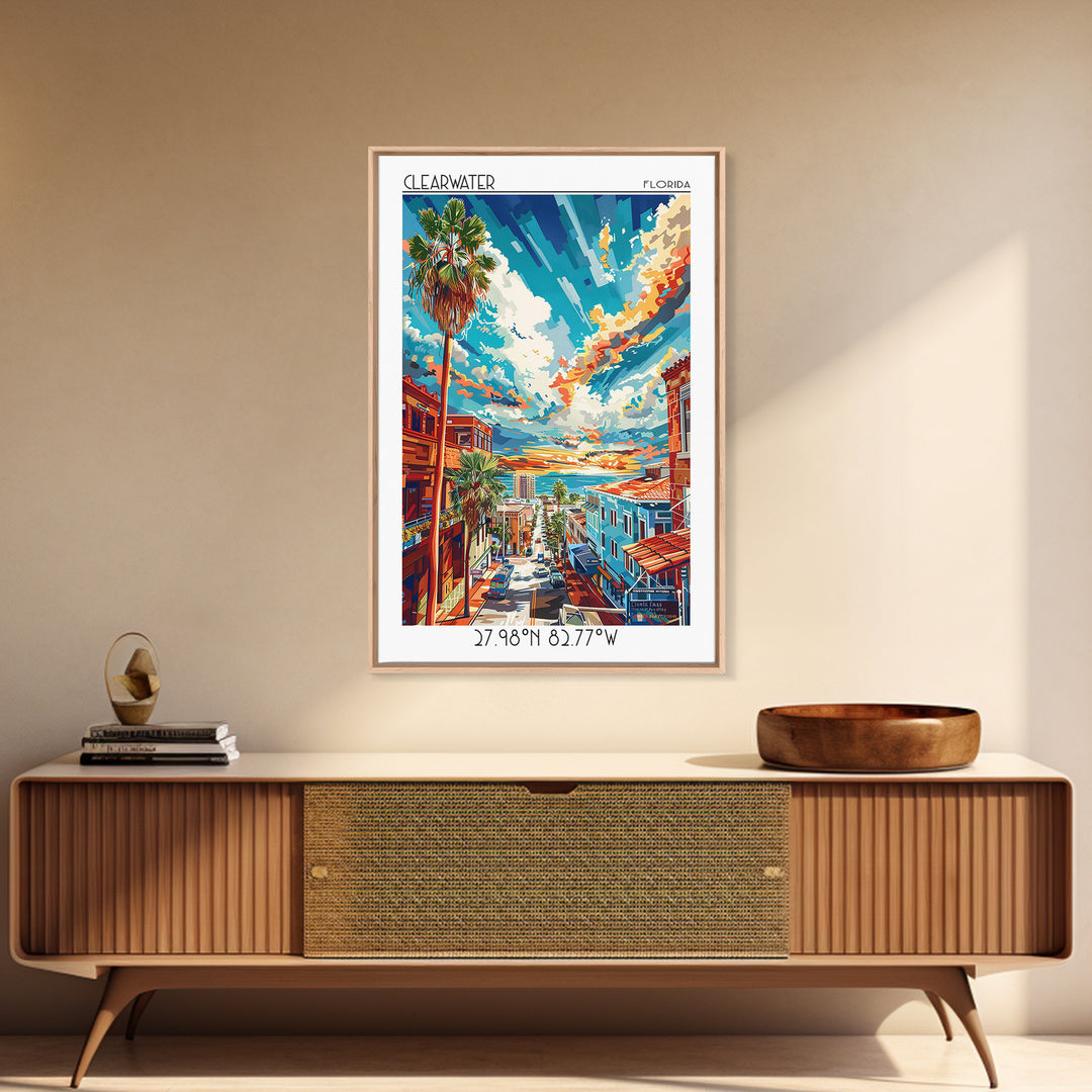Clearwater Travel Poster, Framed Canvas Print, Poster Print, Travel Wall Art, Travel Posters, Travel Wall Decor, Retro Travel Poster