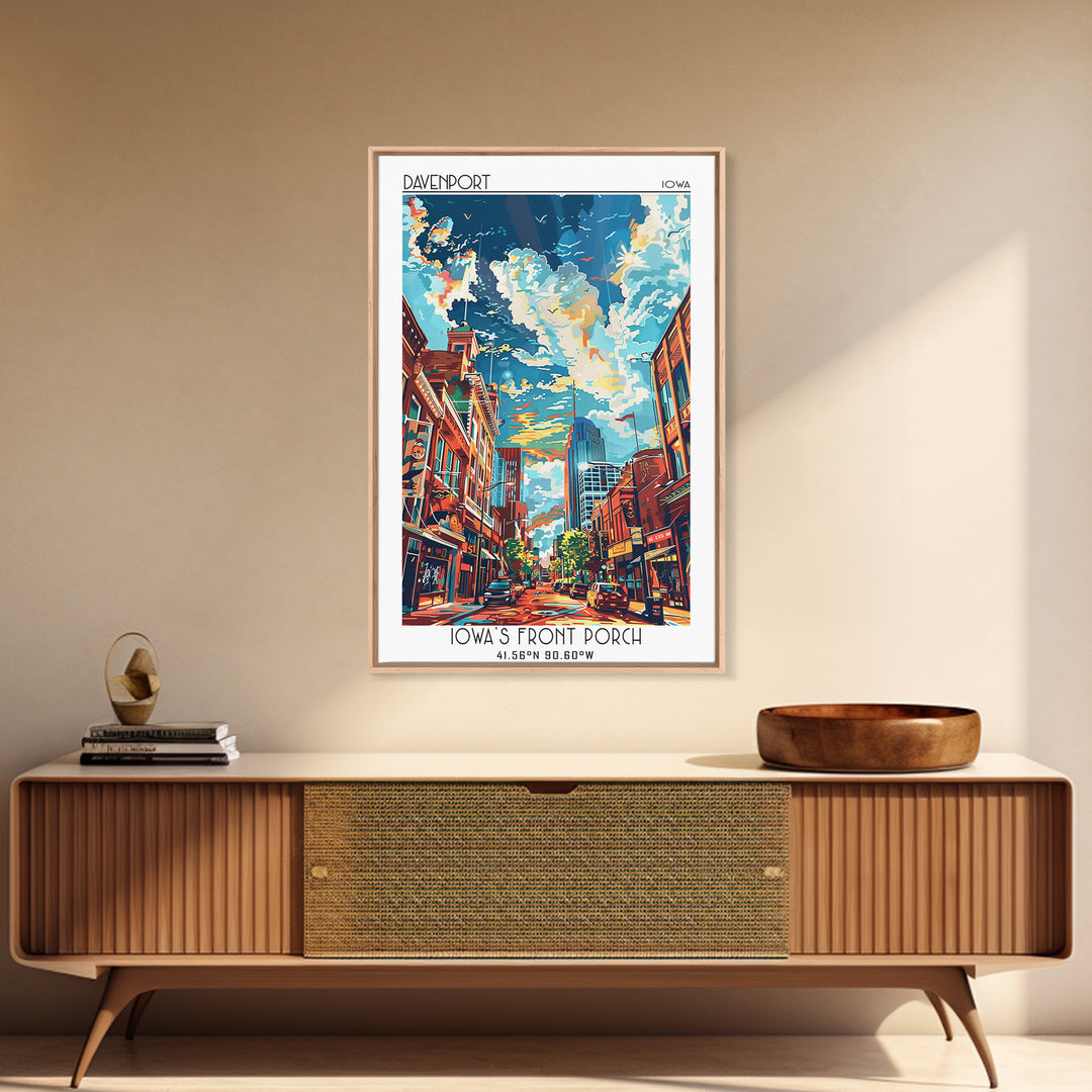 Davenport Travel Poster, Canvas Print, Travel Prints, Landscape Art, Retro Travel Print, City Art Print, Travel Wall Decor, Wall Art