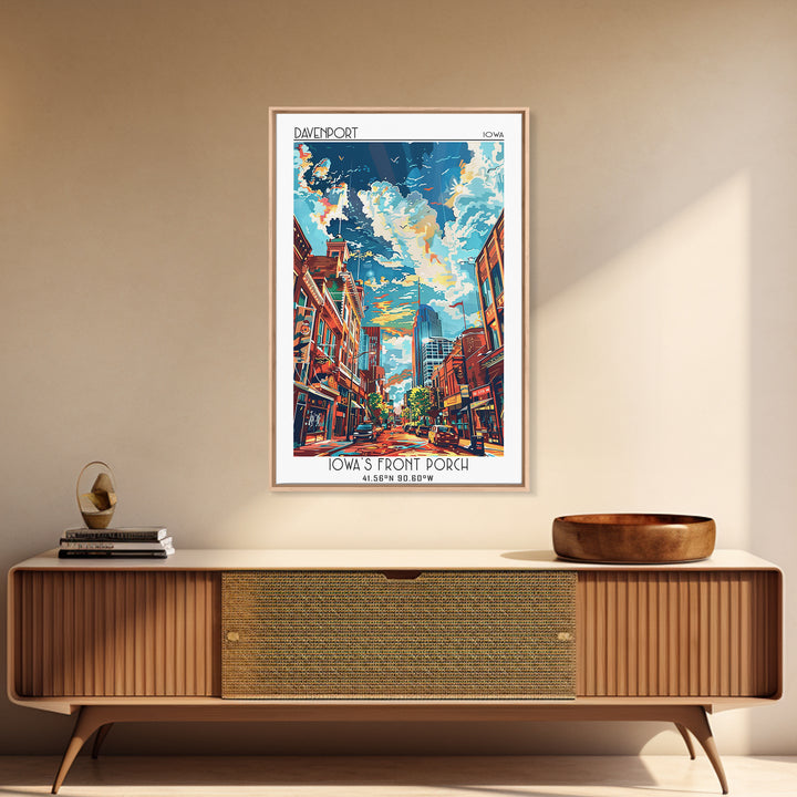 Davenport Travel Poster, Canvas Print, Travel Prints, Landscape Art, Retro Travel Print, City Art Print, Travel Wall Decor, Wall Art