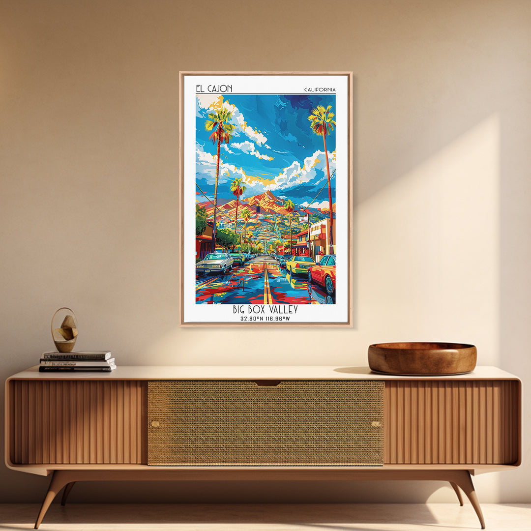 El Cajon Travel Poster, Canvas Print, Retro Travel Poster, City Wall Art, Poster Print, Art Print, Landscape Art, City Travel Poster