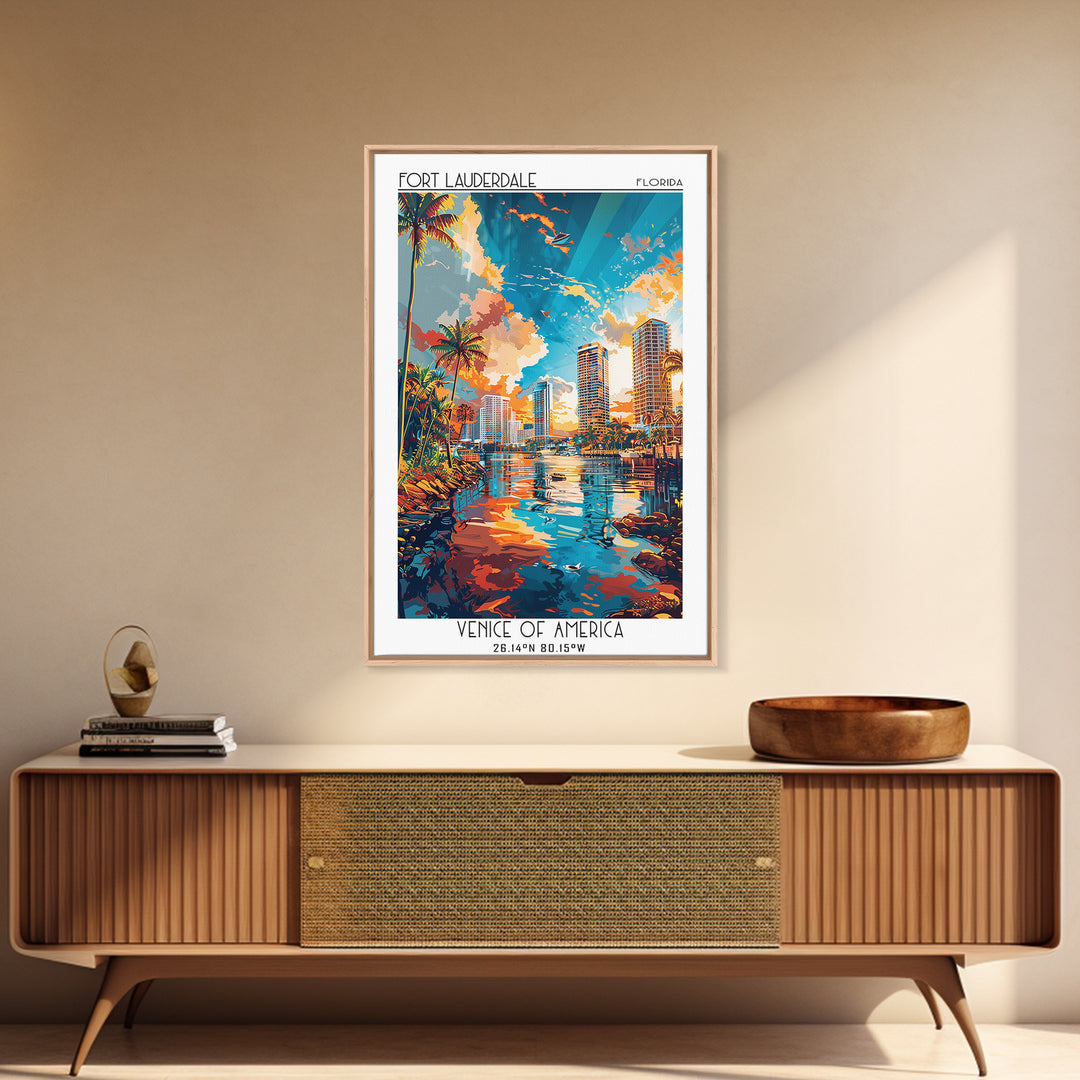 Fort Lauderdale Travel Poster, Canvas Print, City Travel Poster, Vintage City Poster, Living Room Wall Art, Landscape Art, Art Print