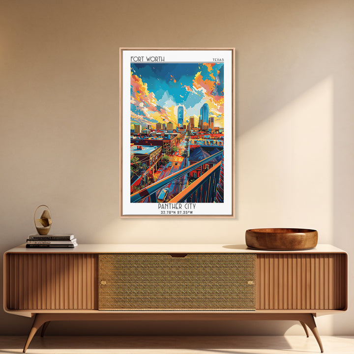 Fort Worth Travel Poster, Canvas Print, Poster Print, Travel Wall Art, City Art Print, Retro Wall Art, Travel Posters, Travel Prints