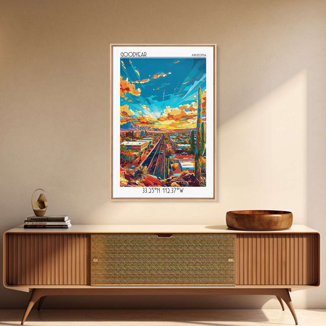 Goodyear Travel Poster, Framed Canvas Print, City Travel Poster, Travel Wall Art, Travel Print, Vintage Travel Print, Vintage Travel