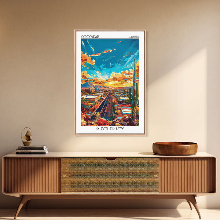 Goodyear Travel Poster, Framed Canvas Print, City Travel Poster, Travel Wall Art, Travel Print, Vintage Travel Print, Vintage Travel