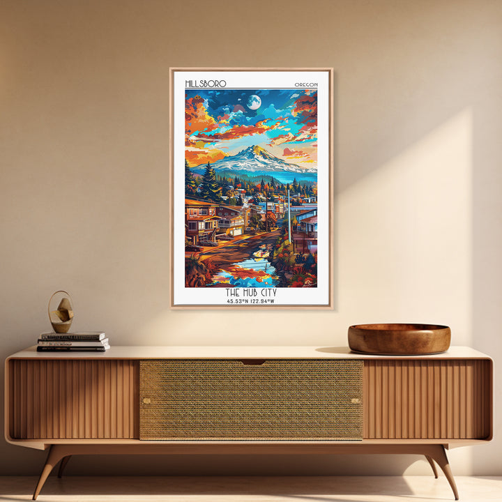 Hillsboro Travel Poster, Canvas Print, Poster Print, Travel Wall Art, Travel Art Print, Retro Wall Art, Art Print, Home Office Decor