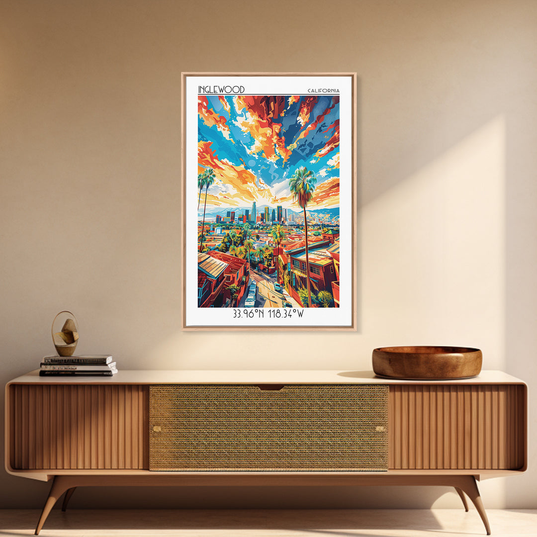 Inglewood Travel Poster, Canvas Print, Travel Wall Decor, Minimalist Poster, City Travel Poster, City Wall Art, Living Room Wall Art