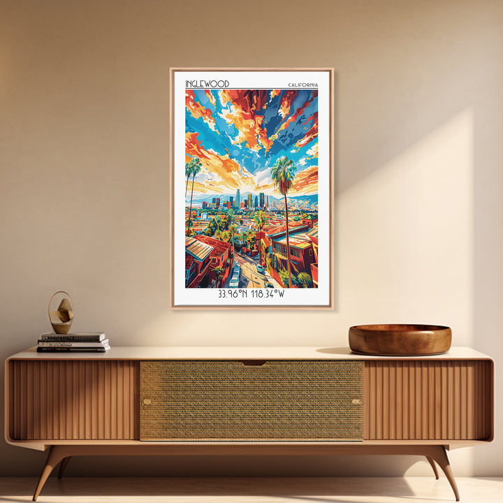 Inglewood Travel Poster, Canvas Print, Travel Wall Decor, Minimalist Poster, City Travel Poster, City Wall Art, Living Room Wall Art