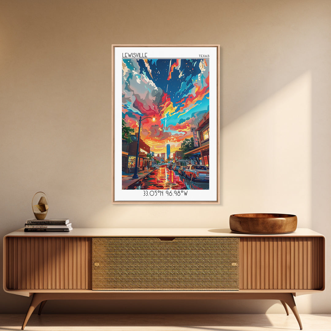 Lewisville Travel Poster, Canvas Print, Retro Wall Art, Travel Print, City Travel Poster, Art Print, Vintage Poster, Vintage Posters