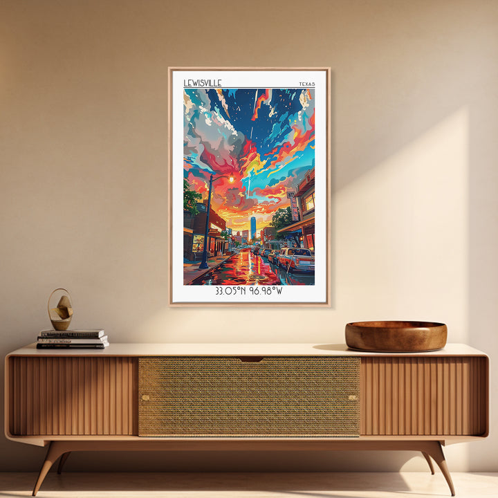 Lewisville Travel Poster, Canvas Print, Retro Wall Art, Travel Print, City Travel Poster, Art Print, Vintage Poster, Vintage Posters