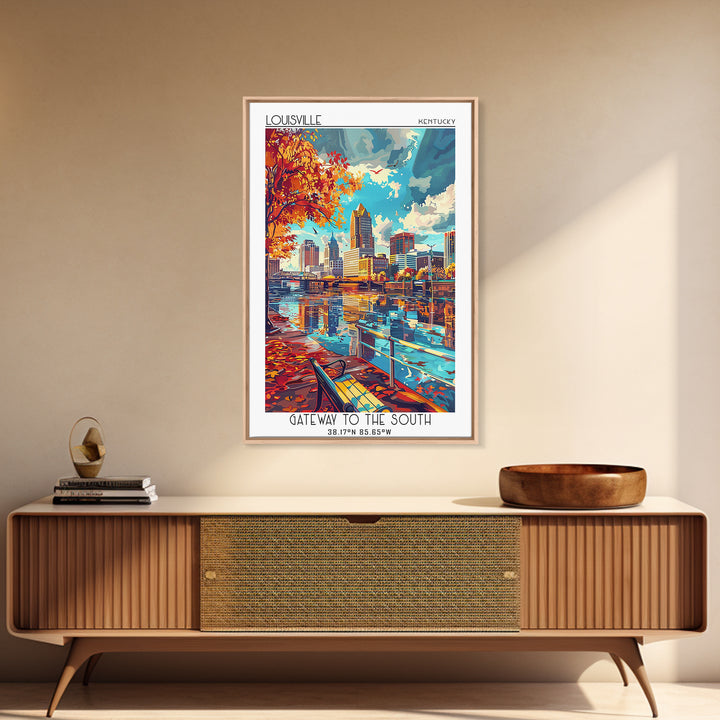 Louisville Travel Poster, Canvas Print, Travel Prints, Landscape Art, Travel Wall Decor, Art Print, Mid Century Wall Art, Home Decor