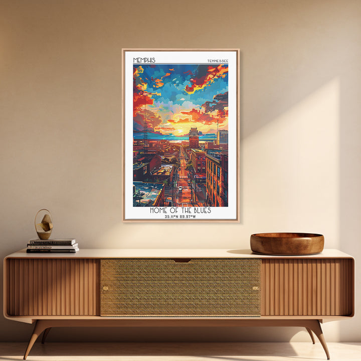 Memphis Travel Poster, Framed Canvas Print, City Travel Poster, Travel Wall Art, Vintage Travel Print, Travel Prints, Retro Wall Art