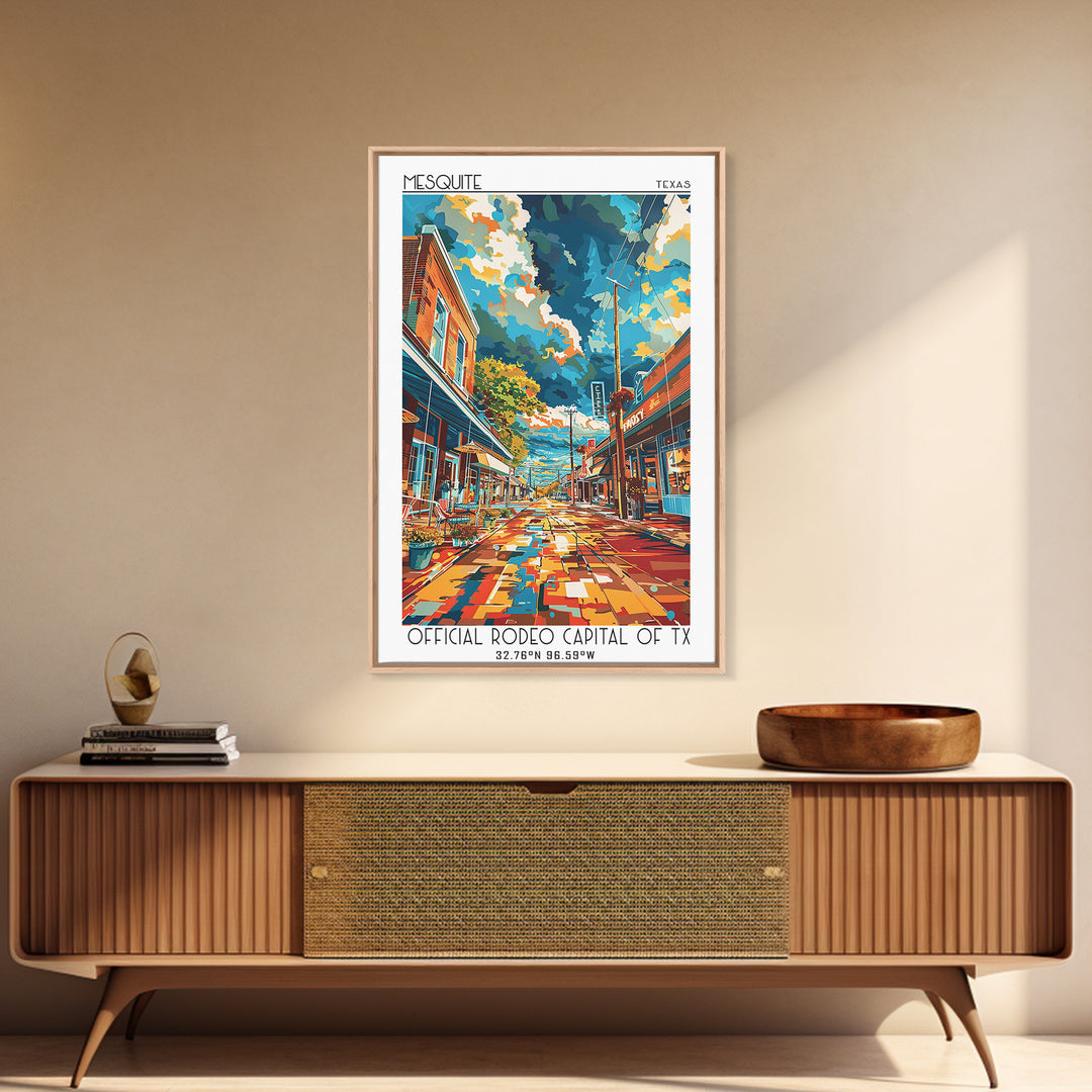 Mesquite Travel Poster, Canvas Print, Retro Wall Art, Travel Print, Travel Posters, City Illustration, City Wall Art, City Art Print