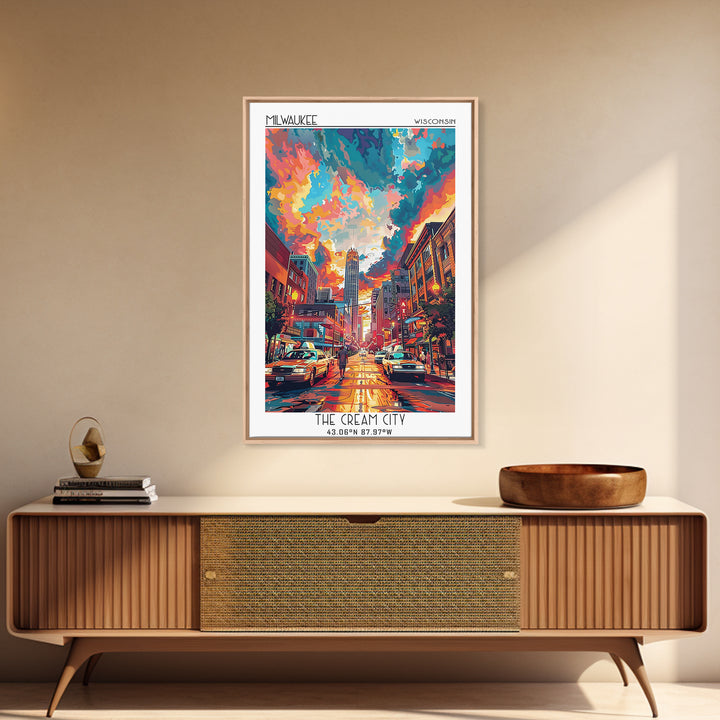 Milwaukee Travel Poster, Canvas Print, Retro Wall Art, Travel Print, Modern Wall Decor, Poster Art, Poster Print, City Travel Poster
