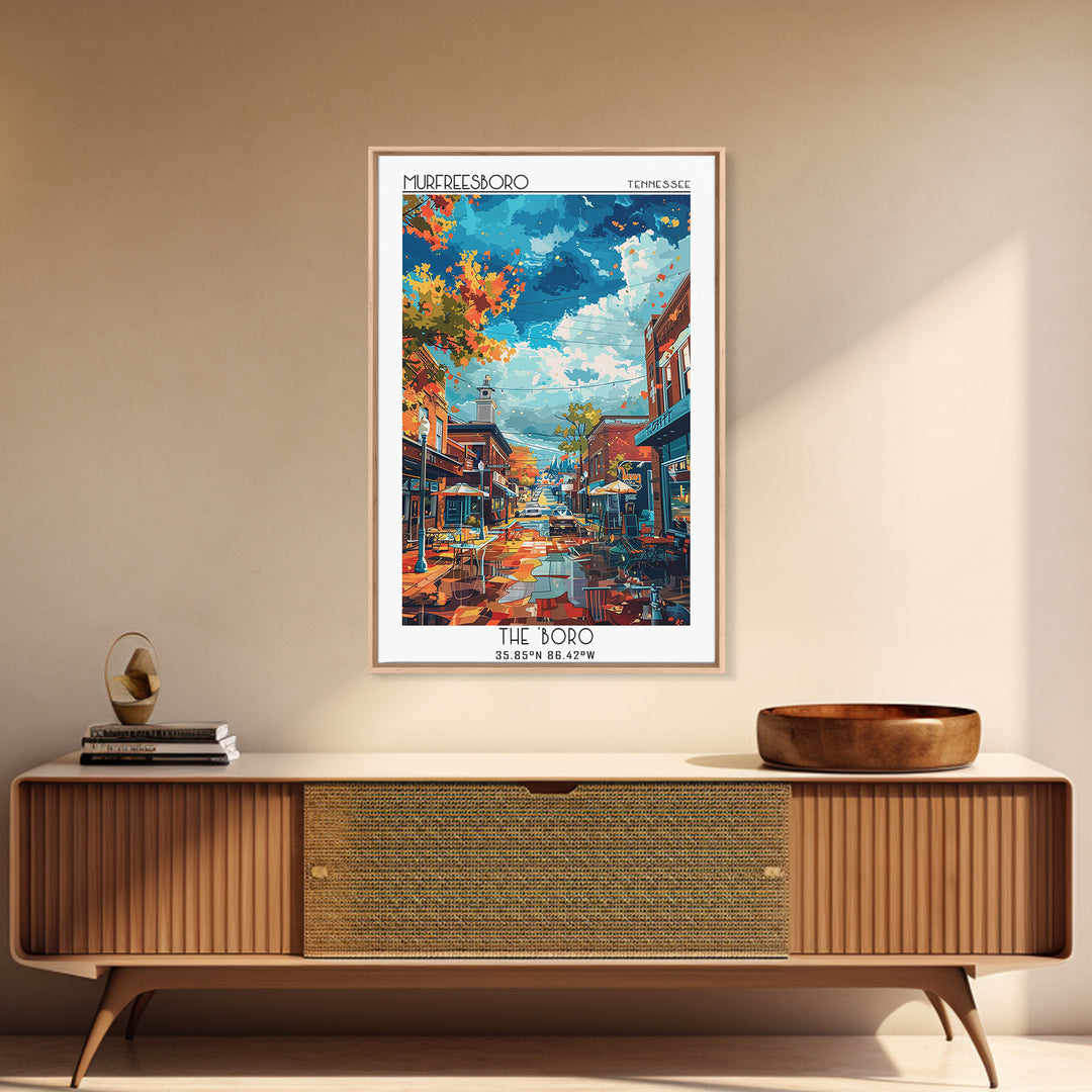 Murfreesboro Travel Poster, Framed Canvas Print, Travel Art Print, Modern Wall Decor, Art Print, City Wall Art, Living Room Wall Art