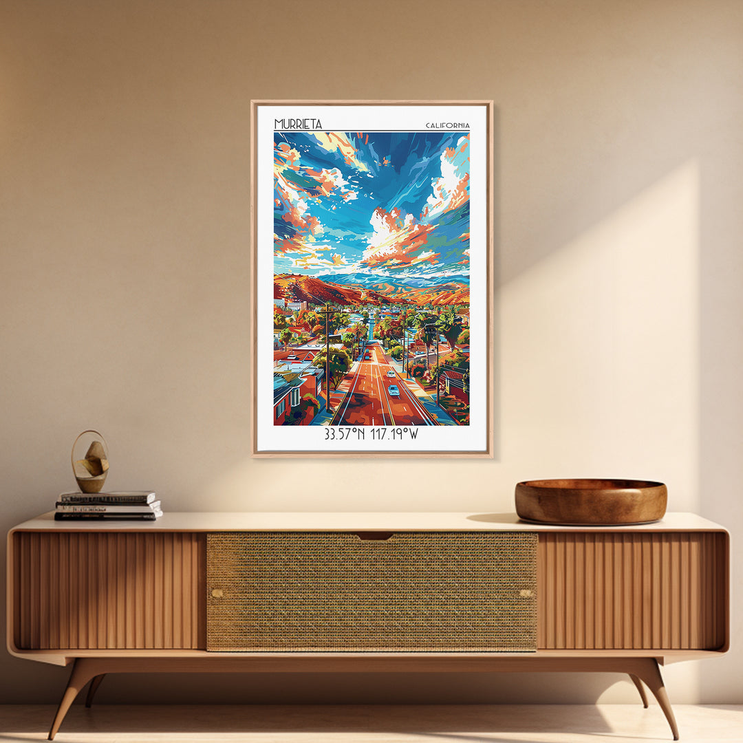 Murrieta Travel Poster, Framed Canvas Print, City Art Print, Travel Wall Art, Gallery Wall Set, Wanderlust Gift, Vintage City Poster