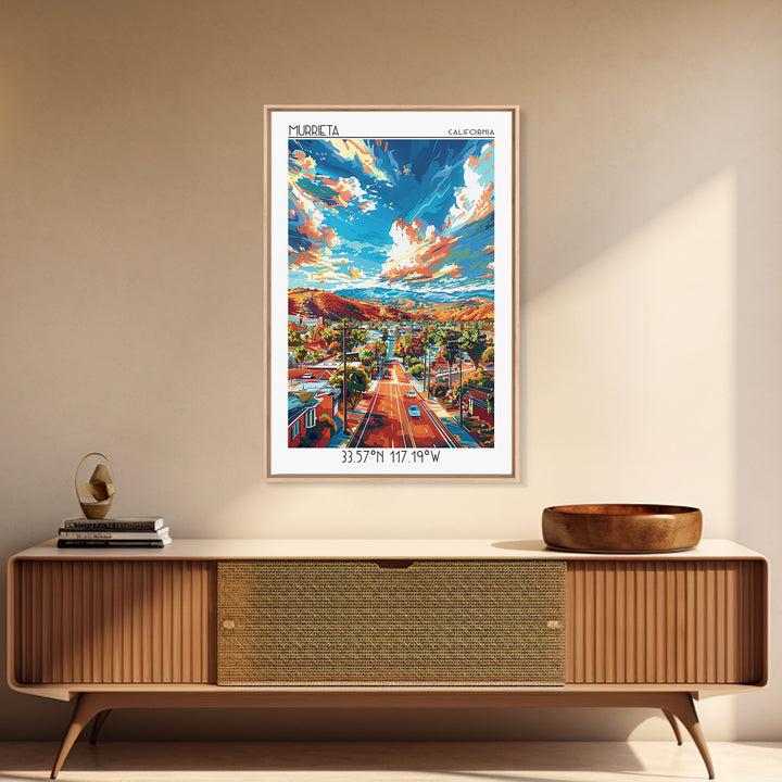 Murrieta Travel Poster, Framed Canvas Print, City Art Print, Travel Wall Art, Gallery Wall Set, Wanderlust Gift, Vintage City Poster