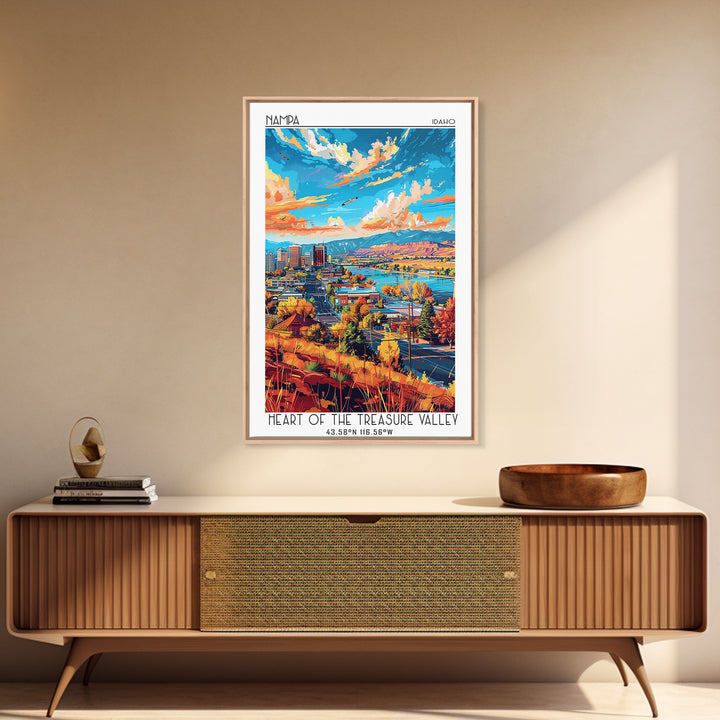 Nampa Travel Poster, Framed Canvas Print, Retro Travel Poster, City Wall Art, Travel Print, Vintage Travel Print, City Travel Poster