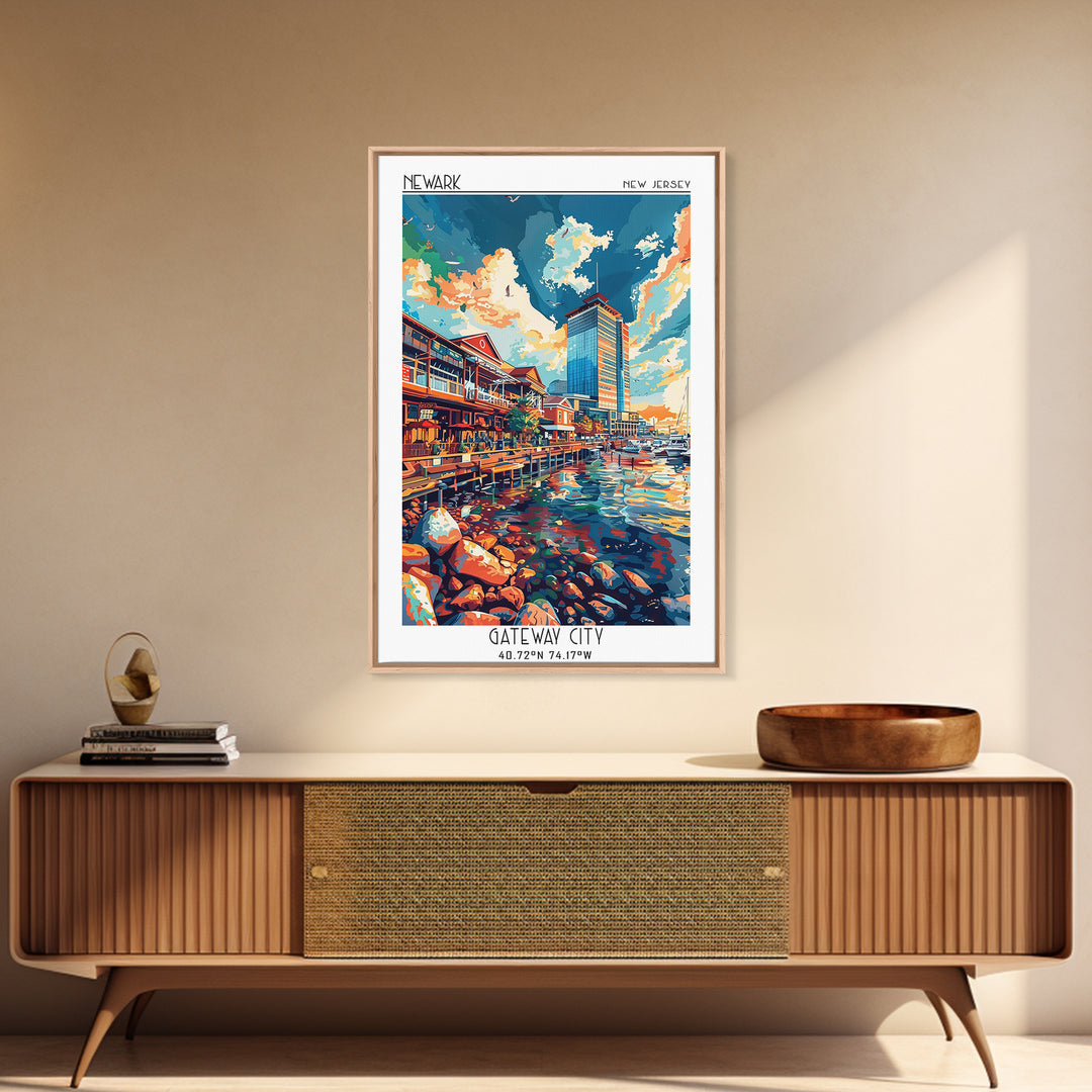 Newport News Travel Poster, Framed Canvas Print, Retro Travel Poster, City Wall Art, Travel Prints, City Art Print, Travel Art Print