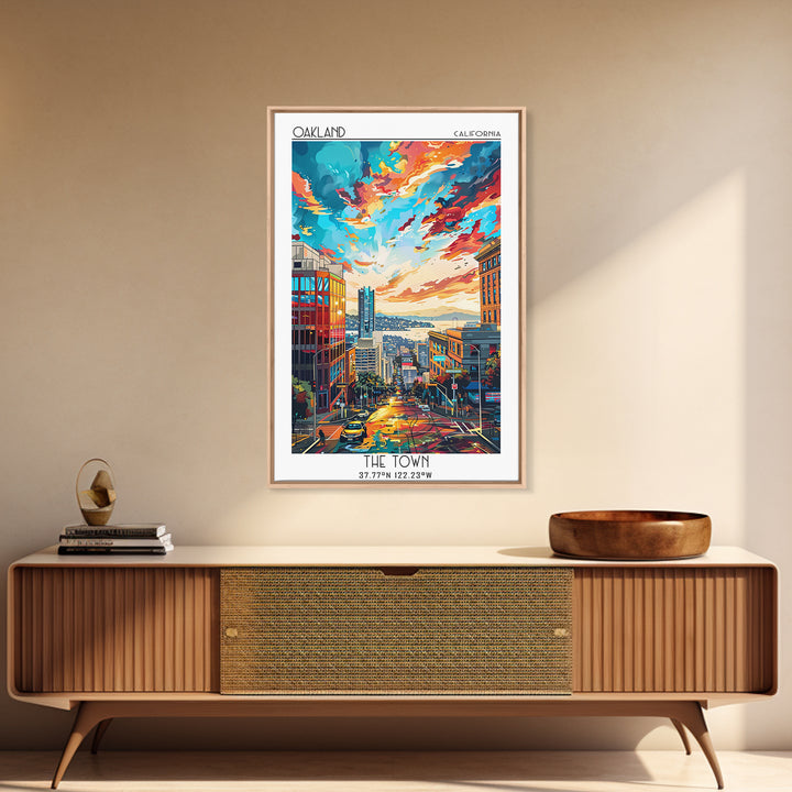 Oakland Travel Poster, Framed Canvas Print, City Art Print, Travel Wall Art, Vintage Travel Art, Living Room Wall Art, Travel Prints