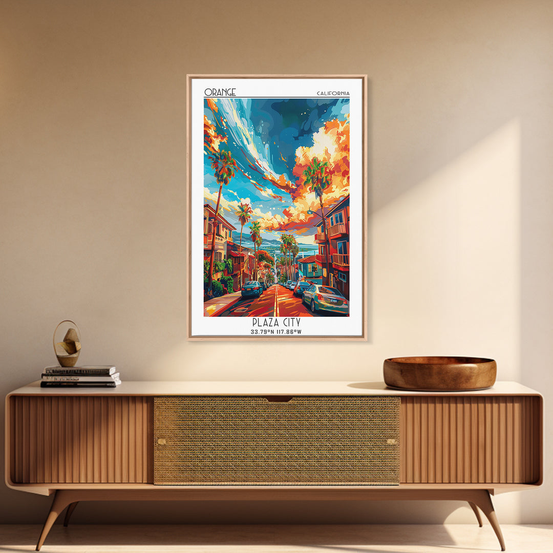 Orange Travel Poster, Canvas Print, Travel Prints, Landscape Art, Gallery Wall Set, Travel Posters, Travel Print, City Travel Poster