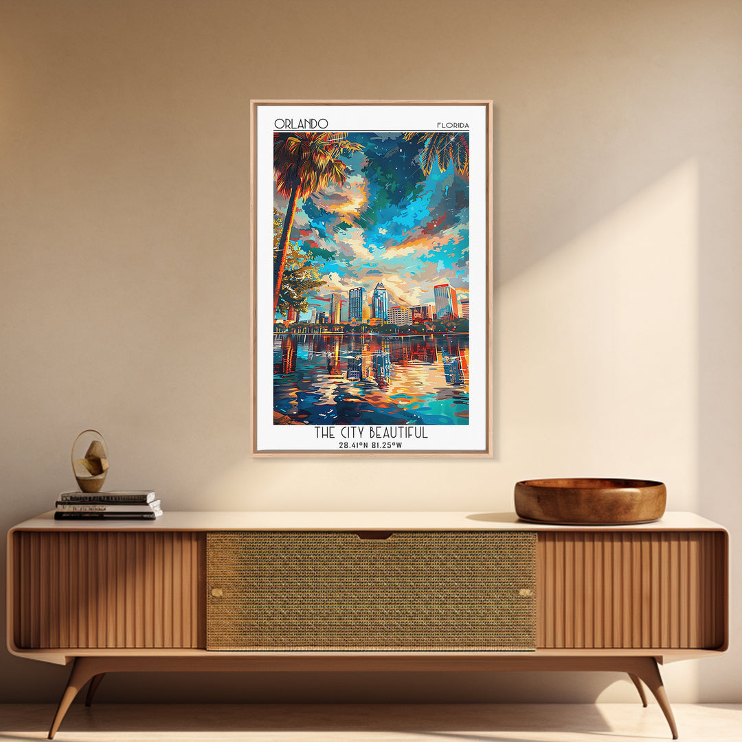 Orlando Travel Poster, Canvas Print, Poster Print, Travel Wall Art, City Illustration, Wall Art, Travel Prints, Living Room Wall Art