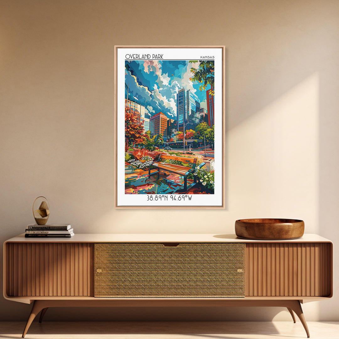 Overland Park Travel Poster, Framed Canvas Print, Poster Print, Travel Wall Art, Vintage Travel Print, Travel Prints, Retro Wall Art