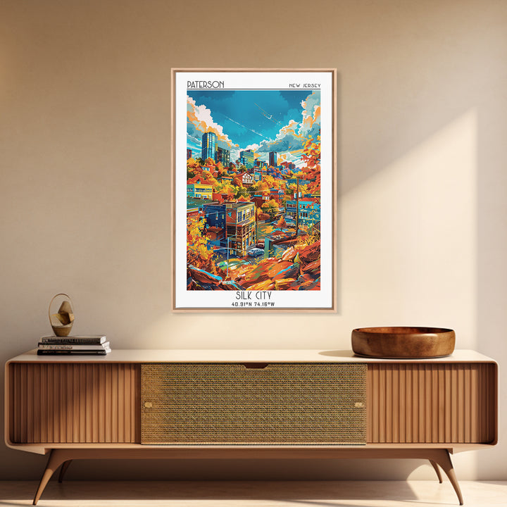 Paterson Travel Poster, Framed Canvas Print, Travel Prints, Landscape Art, City Art Print, Living Room Wall Art, Retro Travel Poster