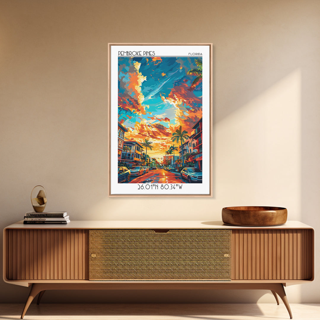 Pembroke Pines Travel Poster, Canvas Print, City Travel Poster, Vintage City Poster, Travel Wall Art, Travel Print, Travel Art Print