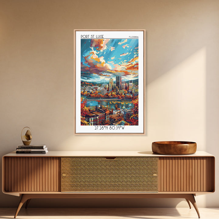 Portland Travel Poster, Framed Canvas Print, City Travel Poster, Vintage City Poster, Travel Wall Art, Vintage Posters, Travel Print
