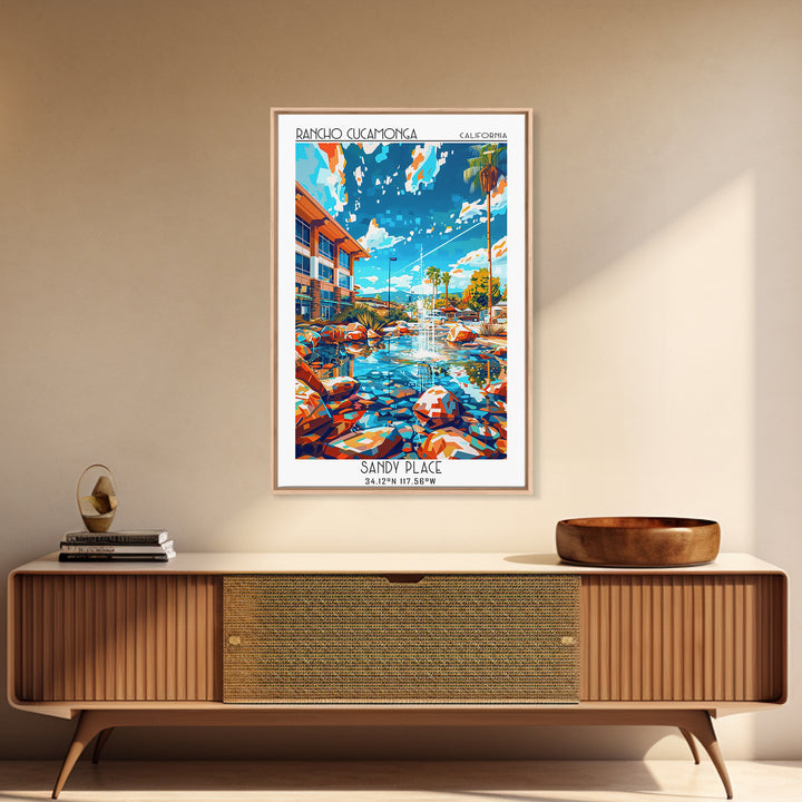 Rancho Cucamonga Travel Poster, Framed Canvas Print, Travel Art Print, Modern Wall Decor, Wall Art, Travel Print, Retro Travel Print